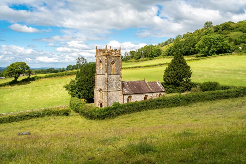 Church in a field