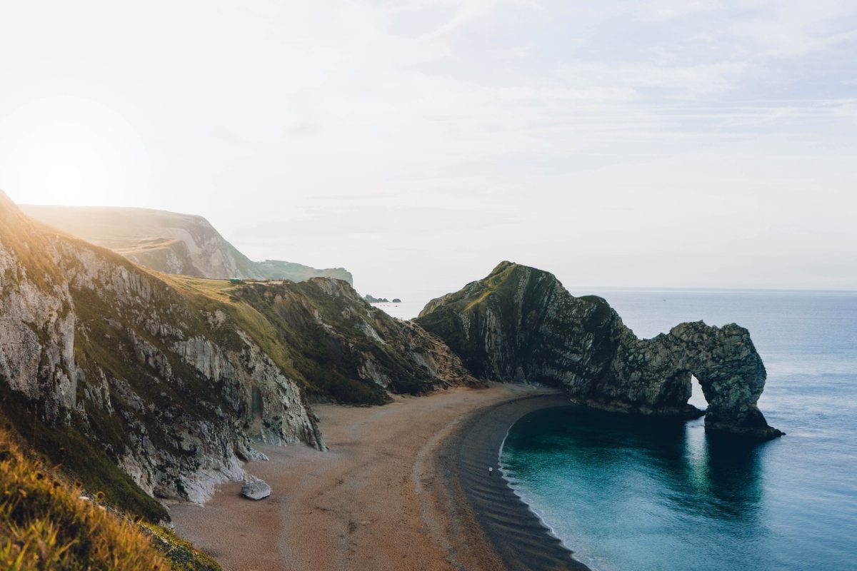 Coastal scene- a path by the sea with rocks